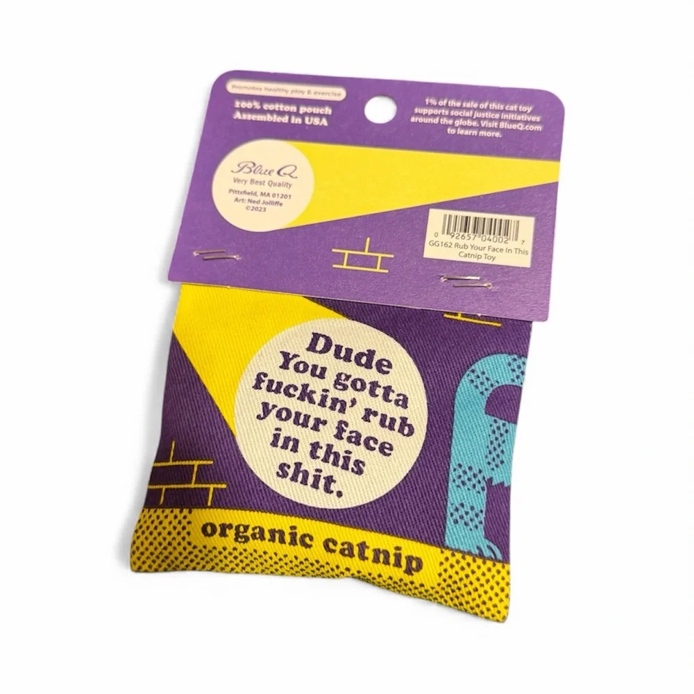 Blue Q Purple and Yellow Organic Catnip Pouch